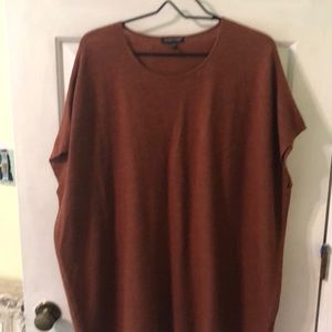 Eileen Fisher rust poncho-style wool sweater L